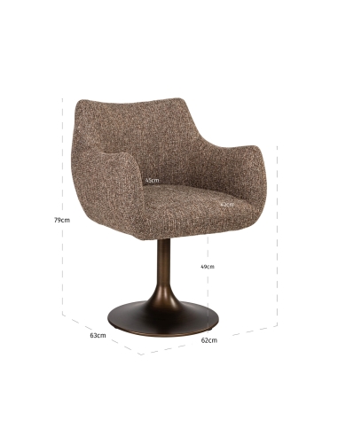 Fauteuil Pivotant Tweed Brun ALDO - Richmond Interiors