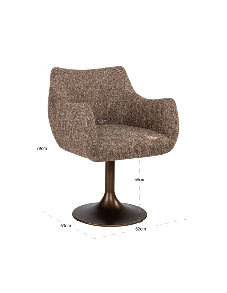 Poltrona Giratória Tweed Castanho ALDO - Richmond Interiors