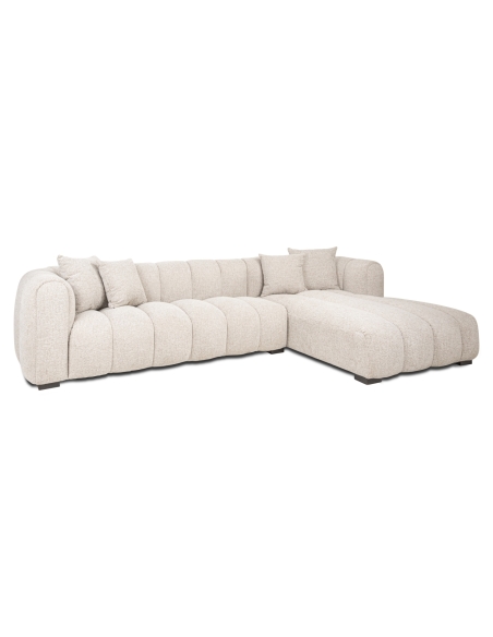 Right-Hand Corner Sofa Fancy Fabric Natural NOVARO