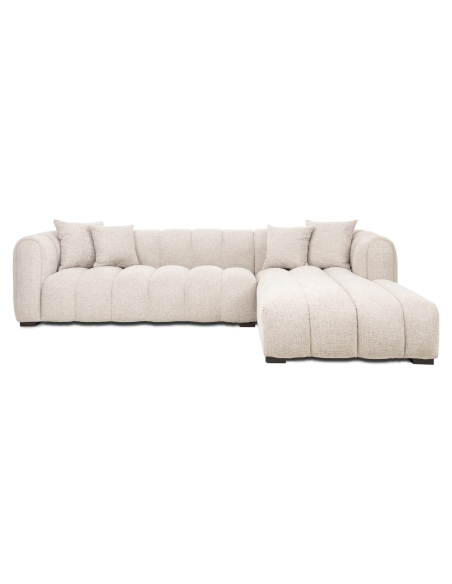 Right-Hand Corner Sofa Fancy Fabric Natural NOVARO