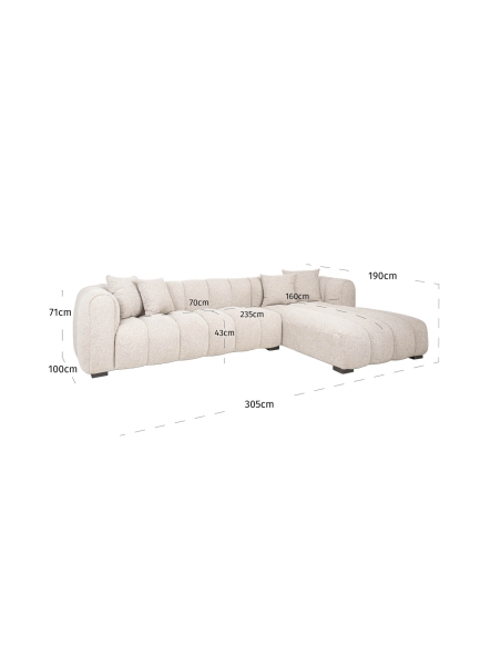 Right-Hand Corner Sofa Fancy Fabric Natural NOVARO