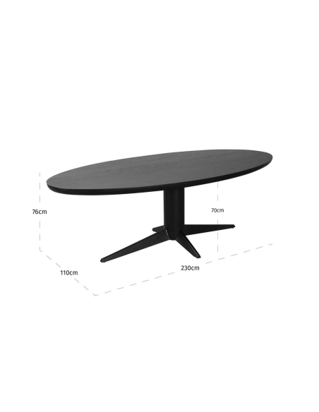 Oval Black Oak Dining Table RAYFORD - Richmond