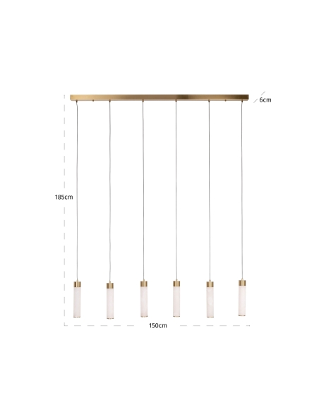 Suspensão Linear Alabastro 6 Luzes ELARIS
