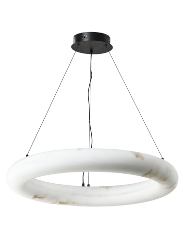 Lampadario Anello Bianco Effetto Alabastro SOLMIRA - Richmond