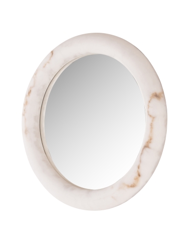 Round Illuminated Mirror Alabaster Effect ORAVELLE 600
