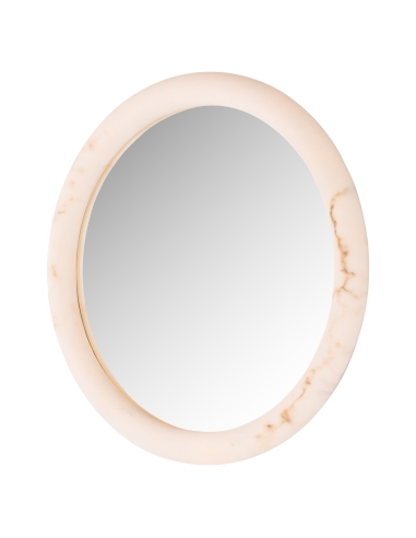 Round Illuminated Mirror Alabaster Effect ORAVELLE 800