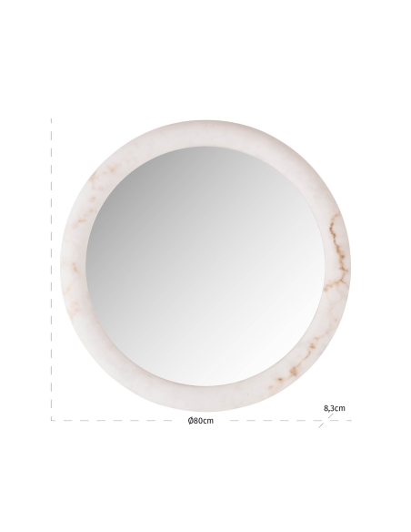 Round Illuminated Mirror Alabaster Effect ORAVELLE 800