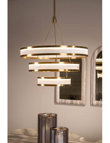 Lampadario a più livelli effetto alabastro CEALORA - Richmond