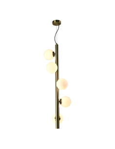 Luster met 5 bollen van glas en verouderd messing ELORIE - Richmond