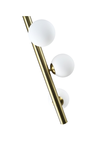 Luster met 5 bollen van glas en verouderd messing ELORIE - Richmond