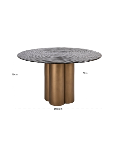 Ronde eettafel van antiek goudkleurig glas GLASTONBURRY