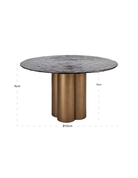 Mesa de Jantar Redonda em Vidro Dourado Antigo GLASTONBURRY