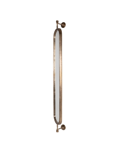 Langer ovaler Wandspiegel aus Antikmessing HASTING