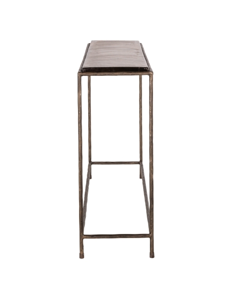 Console Verre Fumé Structure Métal Bronze VILLANO