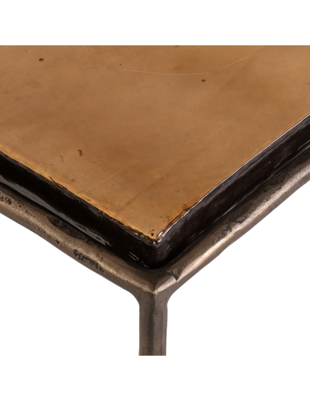 Console Verre Fumé Structure Métal Bronze VILLANO