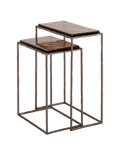Set of 2 Bronze Smoked Glass Side Tables VILLANO