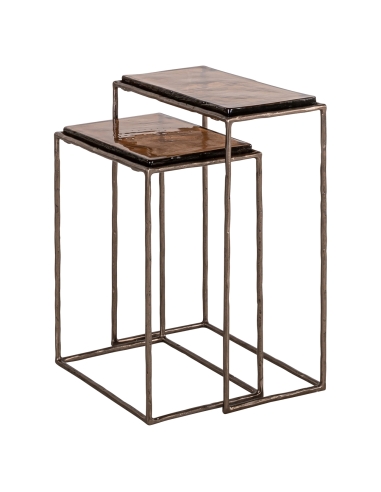 Set of 2 Bronze Smoked Glass Side Tables VILLANO