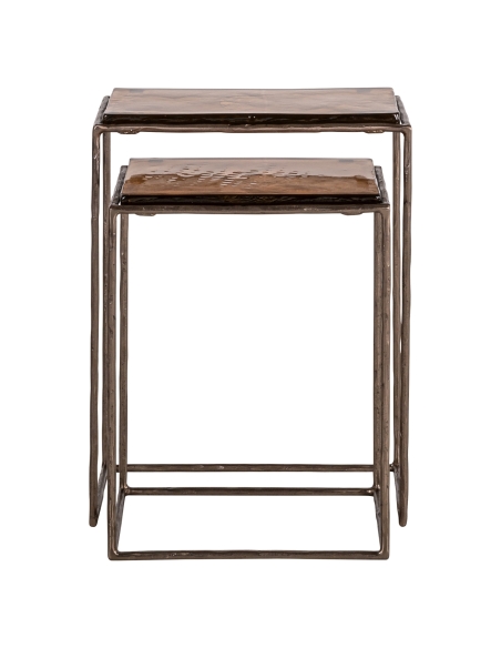 Set of 2 Bronze Smoked Glass Side Tables VILLANO