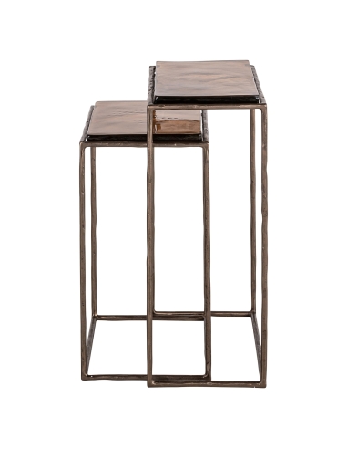 Set di 2 tavolini da appoggio in vetro fumé bronzo VILLANO
