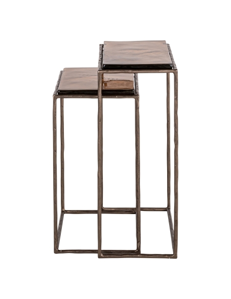 Set of 2 Bronze Smoked Glass Side Tables VILLANO