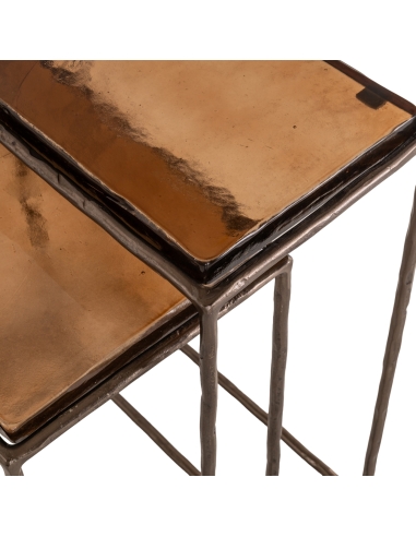 Set of 2 Bronze Smoked Glass Side Tables VILLANO