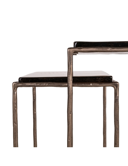 Set of 2 Bronze Smoked Glass Side Tables VILLANO