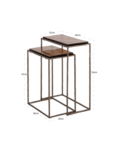 Set of 2 Bronze Smoked Glass Side Tables VILLANO