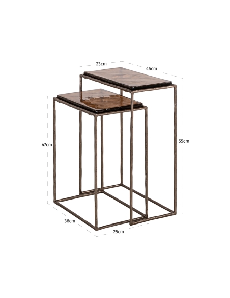 Set of 2 Bronze Smoked Glass Side Tables VILLANO