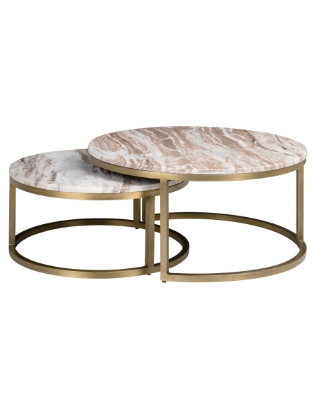 Set of 2 Rose Gold Marble Coffee Tables BOTTEGA