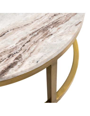 Lot de 2 Tables Basses Marbre Rose Doré BOTTEGA