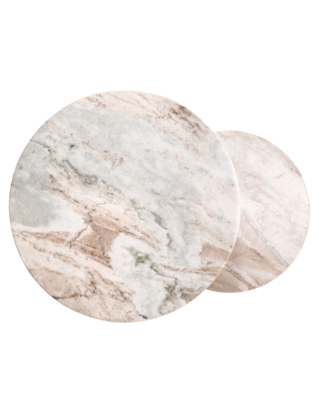 Set di 2 tavolini da appoggio in marmo rosa dorato BOTTEGA