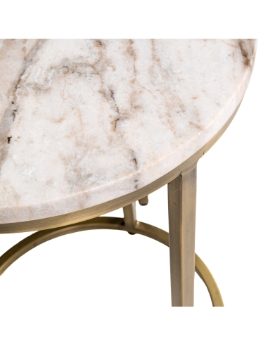Set of 2 Pink Marble Gold Side Tables BOTTEGA