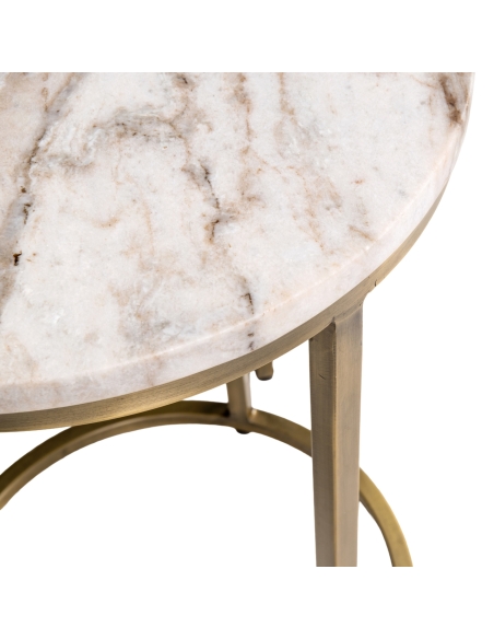 Lot de 2 Tables d'Appoint Marbre Rose Doré BOTTEGA
