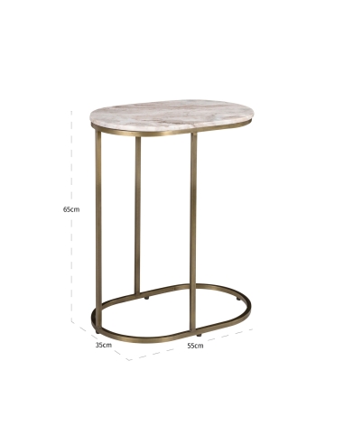 Pink Marble Gold Sofa Side Table BOTTEGA
