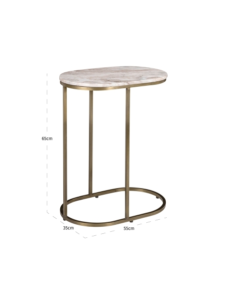 Pink Marble Gold Sofa Side Table BOTTEGA