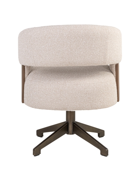 Swivel Chair Terracotta Fabric Walnut POLLUX