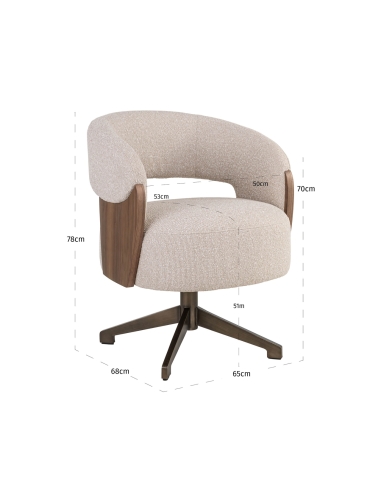 Swivel Chair Terracotta Fabric Walnut POLLUX