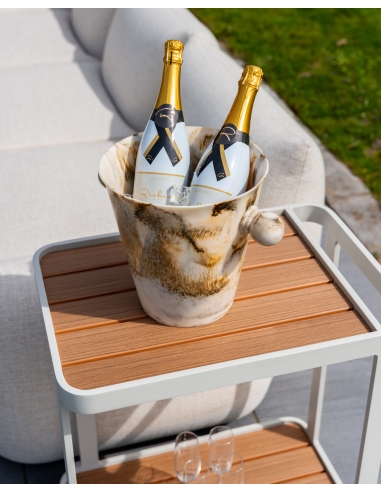 Beige Outdoor Rolling Bar Cart SPRITZ