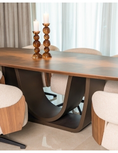 Eettafel Notenhout Messing Onderstel 230 cm WINDSOR 2