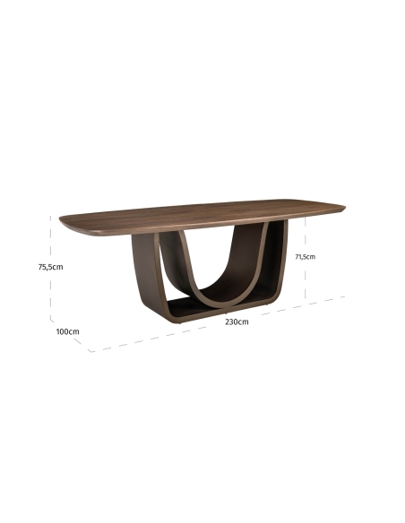 Mesa de Jantar Nogueira Base Latão 230 cm WINDSOR