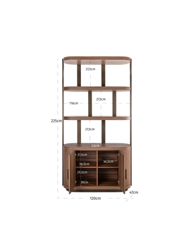 Vitrine Ouverte et Rangement en Noyer WINDSOR