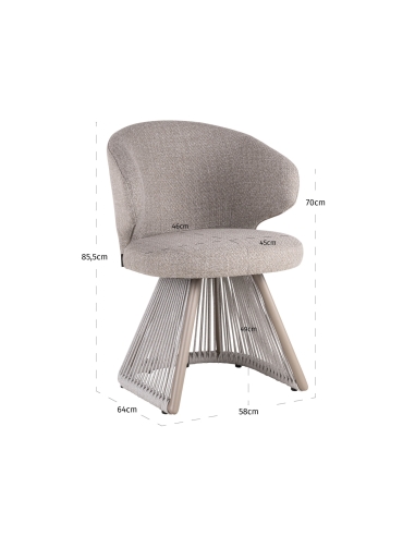 Silla de comedor de exterior de cuerda greige NUBA