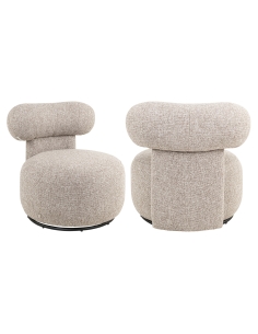 Sillón giratorio redondo bouclé marrón Cayenne KAYA
