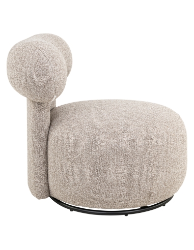 Sillón giratorio redondo bouclé marrón Cayenne KAYA