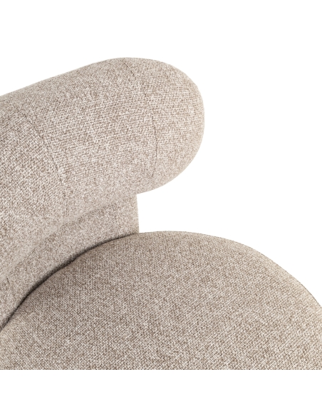 Sillón giratorio redondo bouclé marrón Cayenne KAYA