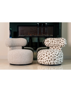 Round Swivel Bouclé Armchair Brown Cayenne KAYA 2