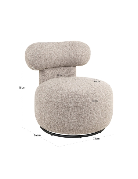 Round Swivel Bouclé Armchair Brown Cayenne KAYA