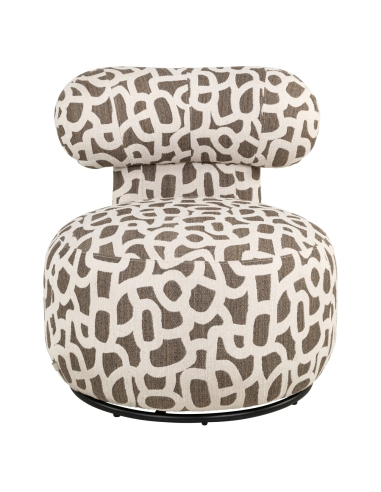 Sillón giratorio redondo jacquard marrón crudo KAYA