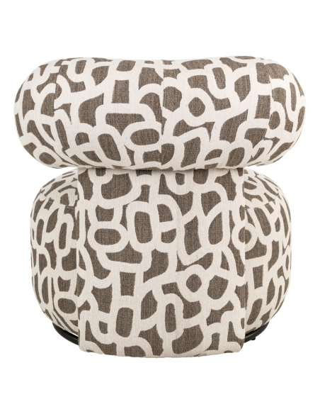 Poltrona girevole rotonda jacquard marrone écru KAYA