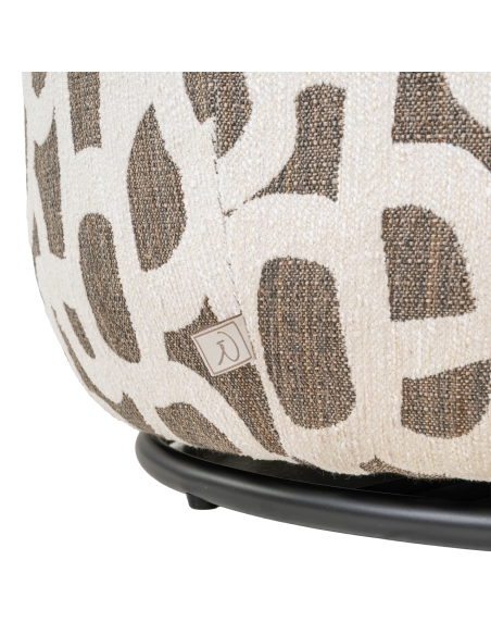 Round Swivel Armchair Brown Ecru Jacquard KAYA